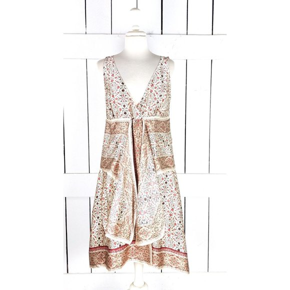 Studio M lightweight silk sleeveless handkerchief boho midi dress M - Picture 2 of 9